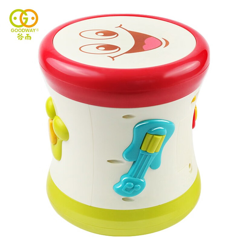 谷雨寶寶手拍鼓兒童雙面拍拍鼓帶音樂嬰兒玩具早教玩具男女孩圣誕禮物 谷雨手拍鼓新配色3501D