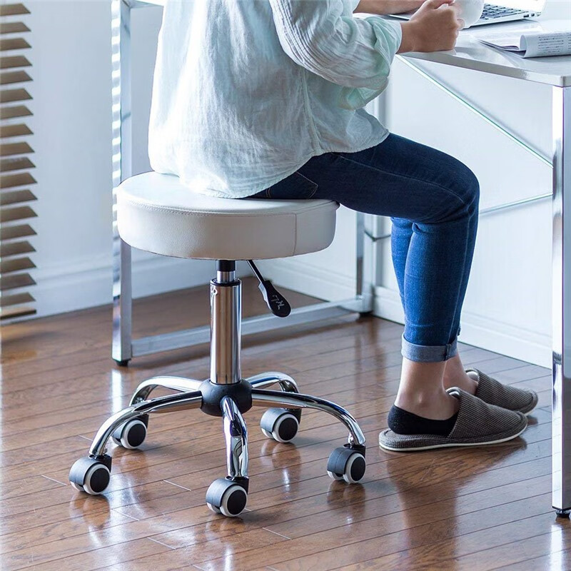日本SANWA 凳子换鞋凳 吧台椅高脚圆凳升降椅 美容技师滑轮美发转椅 现代简约 SNC035 圆凳（钢制脚）
