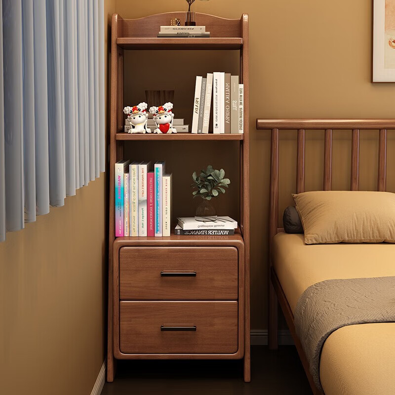 竹音床头柜书架组合家用小型卧室床头柜子窄缝小书柜靠墙收纳置物架