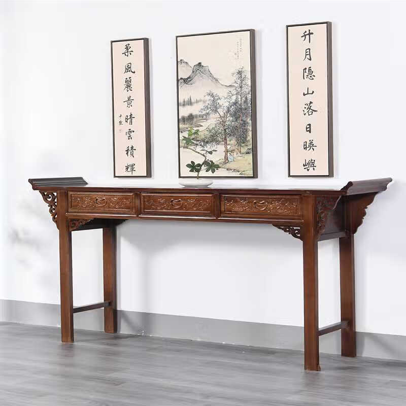 慕朗迪中堂家具中堂供桌条案农村中堂六件套实木新中式佛台八仙桌仿古