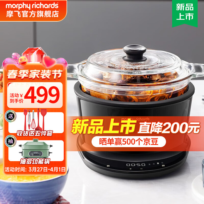 摩飞电器（Morphyrichards）电炖锅 多功能养生锅电火锅 家用电炖盅煲汤锅炖汤盅炖汤锅煲粥煮粥锅 MR9082 炖煮&火锅二合一