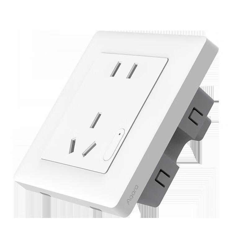 绿米联创智能墙壁插座远程遥控五孔Zigbee接入米家HomeKit 智能墙 插座-白色