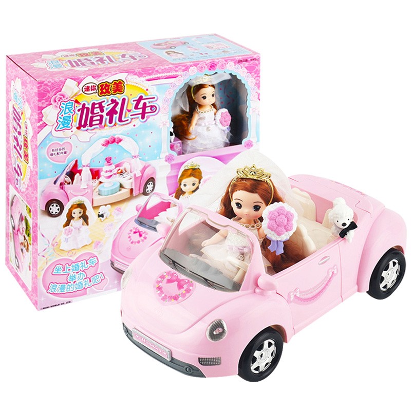 mimiworld韩国品牌换装娃娃玩具女孩过家家玩具屋3-6岁公主洋娃娃套装玩具 MW15516	迷你玫美浪漫婚礼车