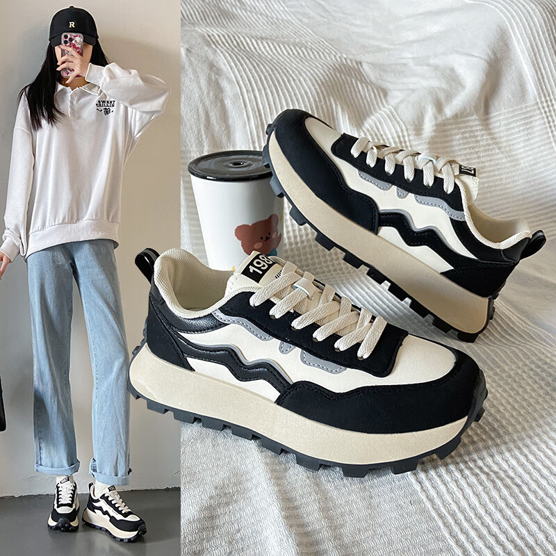 帕威索2023春季新款厚底阿甘鞋ins潮街拍运动鞋女学生韩版休闲鞋女g