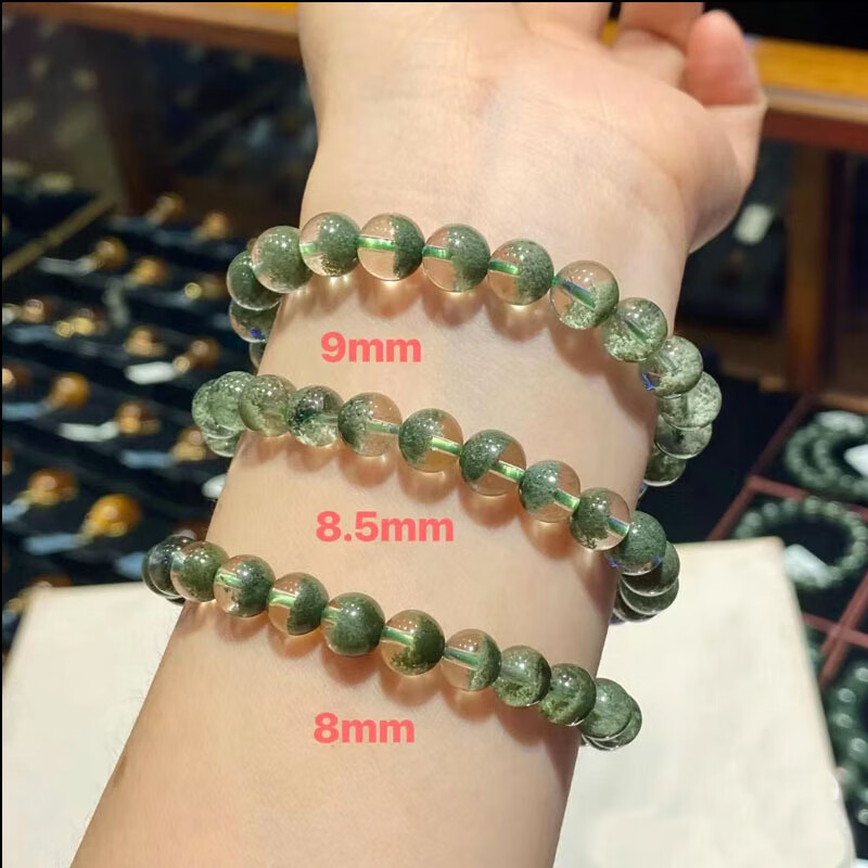 胖东来品质绿幽灵水晶手链男女聚宝盆幽灵千层绿珠满天星手串 珠径约6mm单圈