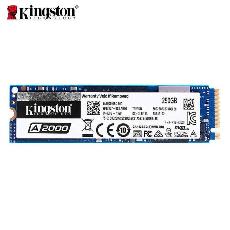 金士顿(Kingston) SSD台式笔记本nvme固态硬盘M.2接口（NVMe协议） 250G（A2000高性价比）