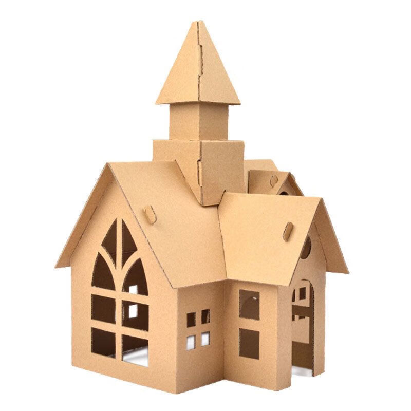 天颛废品做手工儿童手工diy制作业材料包纸盒拼装小屋学生纸板箱质房