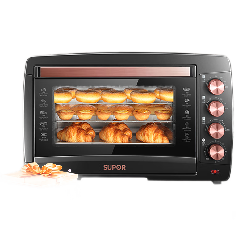 苏泊尔（SUPOR）电烤箱家用多功能烤箱烘焙易作上下管独立控温长通定时 42L大容量  四层烤架