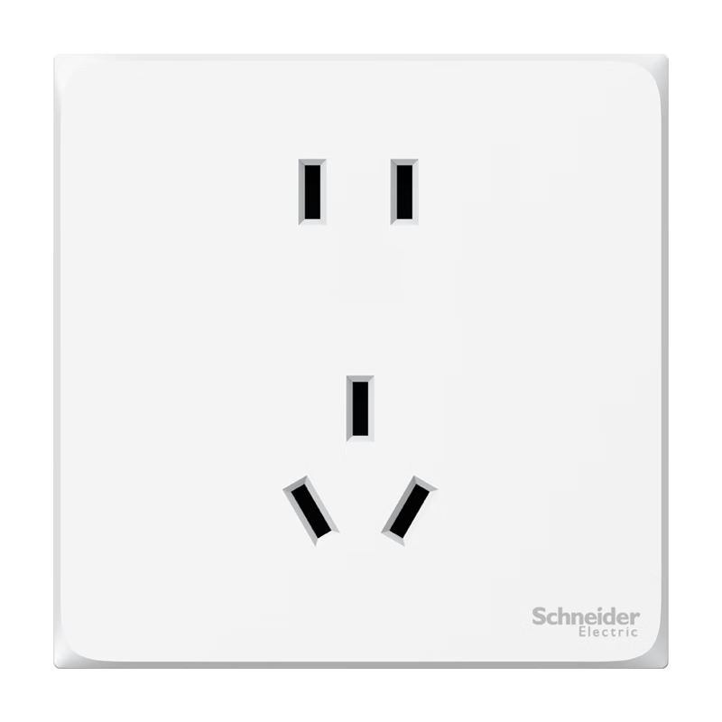 施耐德电气五孔插座面板86型家用暗装墙壁电源插座皓呈系列白色新国标