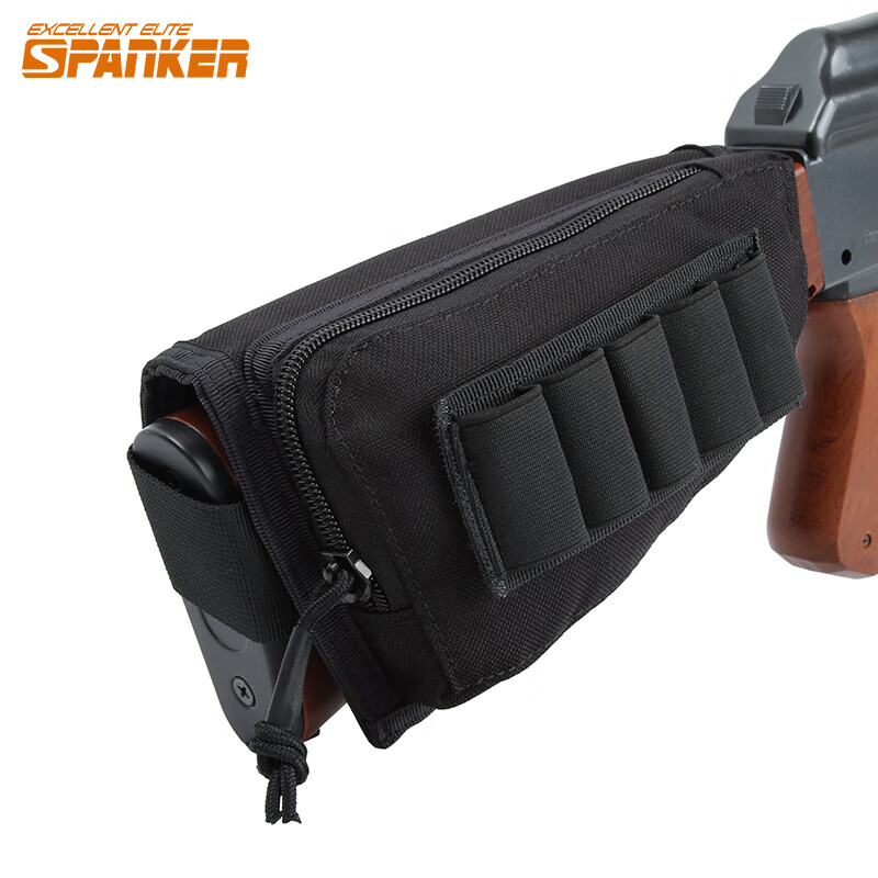 出众者(spanker) 可拆缷枪托子弹包CS吃鸡装备附件后托散弹袋 黑色BLK