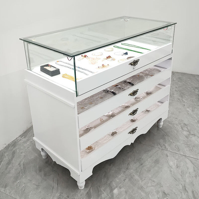 易家居  手表饰品展示柜多功能珠宝柜首饰柜玻璃展柜眼镜中岛柜台 80*