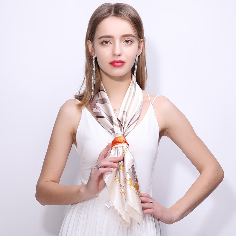 达芬奇密码 春秋季薄款大方巾女韩国百搭丝巾空姐领巾外搭防晒 饰带 桔色