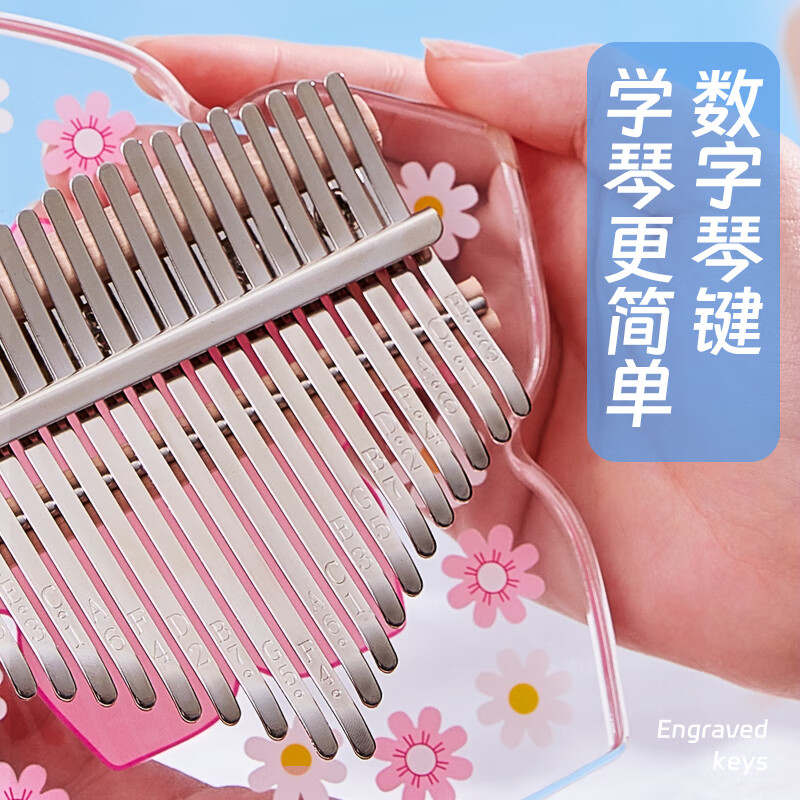 前谷女孩玩具拇指琴生日礼物男孩早教乐器卡林巴六一儿童节生日礼物 21音彩色幸运草+EVA包