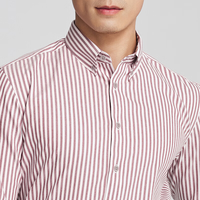 雅戈尔衬衫男士春秋青年男长袖衬衫YLXD115552UKY【商场同款】 红色条纹YLXD115552MKY 39