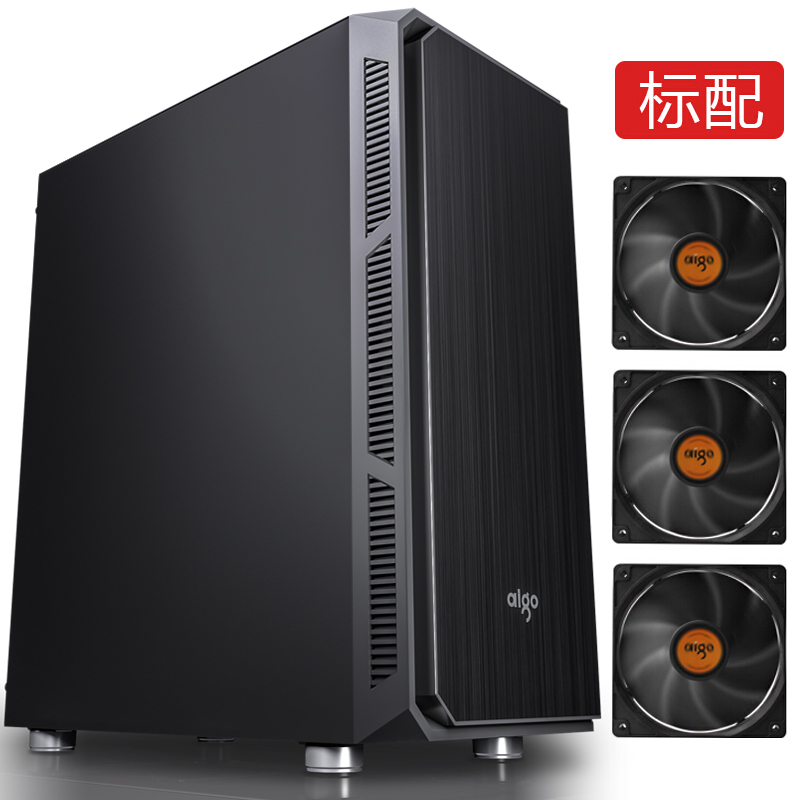 爱国者（aigo）黑曼巴F1 黑色 台式机中塔机箱（支持E-ATX/ATX主板/标配3把无光风扇/四面吸音棉/360冷排）