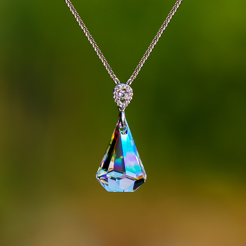 忆奴娇我的城堡925银饰品超闪水晶项链爱心水滴桃心吊坠气质锁骨链