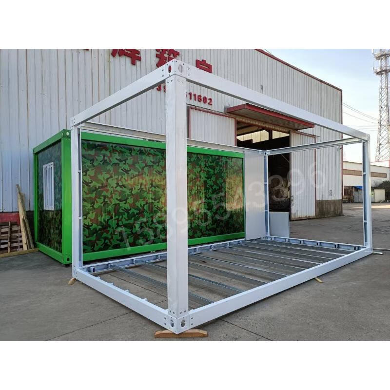 装箱移动房阳光房办公室户外工地简易组装快拼箱活动板房 白色框架3*