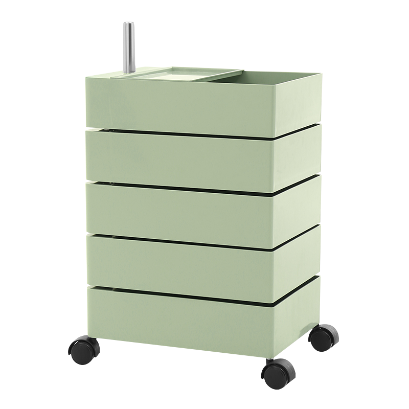 喻品 厨房置物架 落地收纳架移动小推车免安装可折叠客厅美容储物架 五层 绿色ZW63