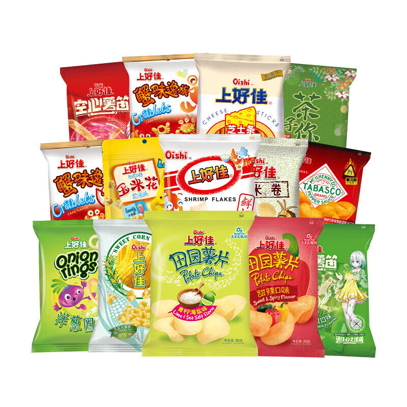 上好佳薯片虾片膨化零食休闲食品玉米卷洋葱圈田园薯片番茄口味 鲜