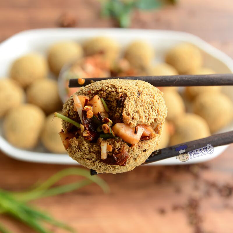 雷禾泽贵阳名小吃现炸豆腐圆子贵州特产油豆腐丸子500g 1斤约15-18个 