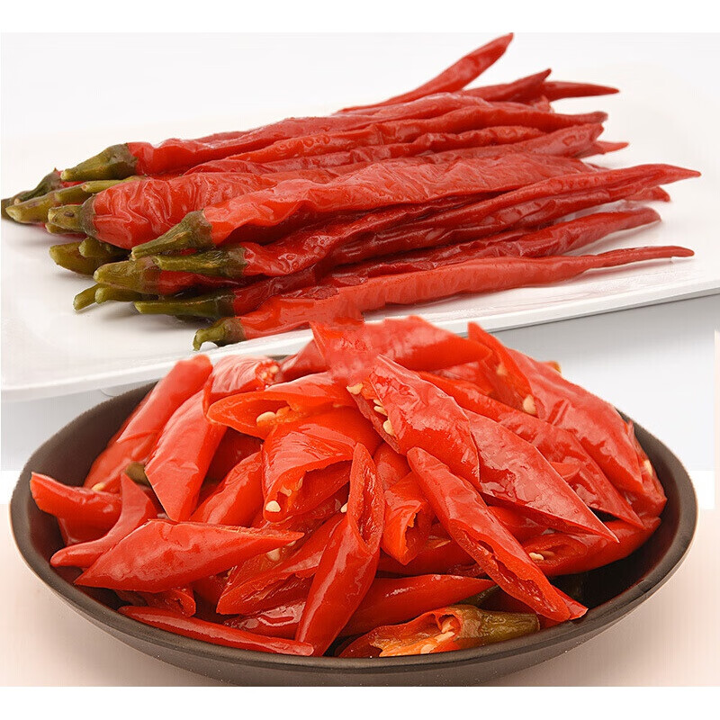 虎钢馋四川泡椒老坛陈泡二荆条红辣椒1000g 酸海椒泡椒泡菜鱼香肉丝