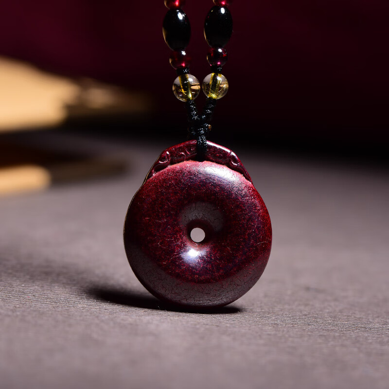 慈灵阁 原矿朱砂平安扣吊坠原石紫金砂宝宝随身本命年挂件项链女