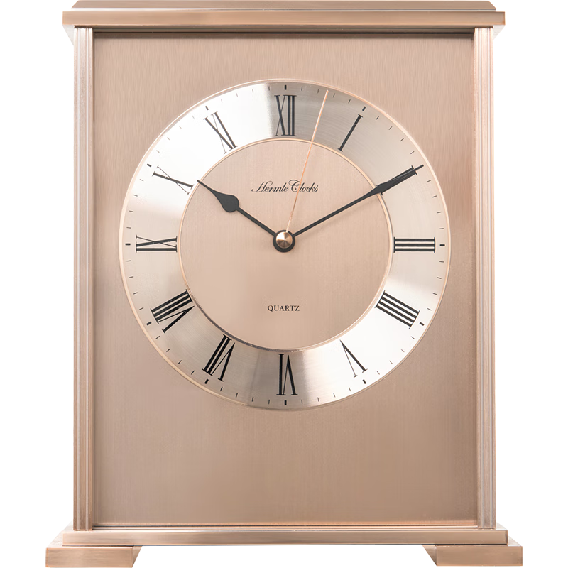 Hermle Clocks歐式輕奢金屬座鐘客廳桌面裝飾臺式時(shí)鐘家用赫姆勒鐘表HD-QT203 鋁制金色（QT207A）