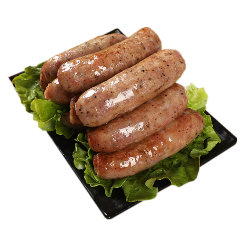 鲜有志红炉黑胡椒纯肉肠台湾台式香肠条形肠热狗肠烧烤食材火山石烤肠