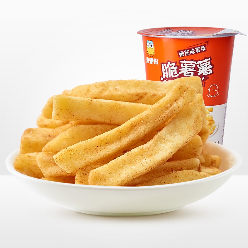 来伊份脆薯薯 番茄味薯条40g 休闲零食膨化小吃土豆条杯装