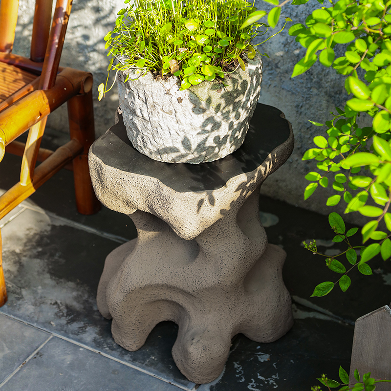 石墩园林花园圆形摆件新中式院子草坪造景花盆底座 f076-2太湖石石凳