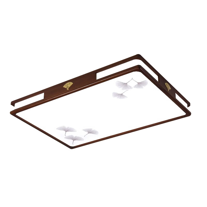 灯诺堡新中式吸顶灯大气中国风胡桃木led餐厅卧室灯具实木长方形客厅灯 实木圆83cm无极调光