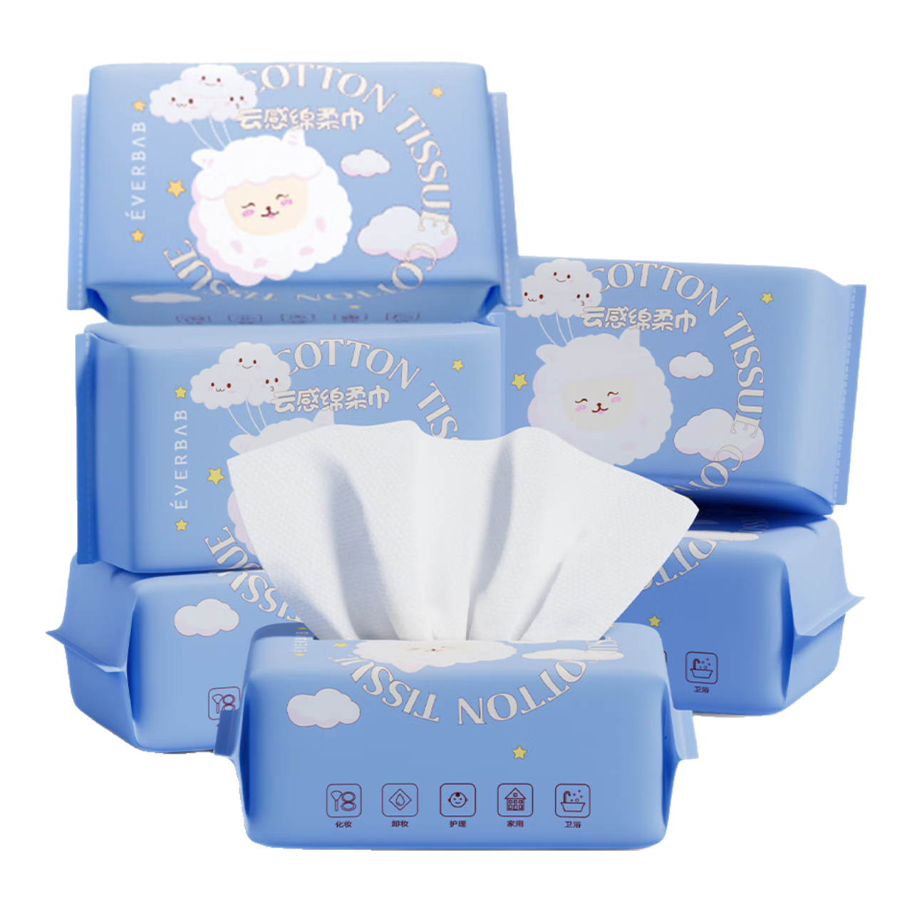 everbab艾蓓拉云感绵柔巾/洗脸巾 居家差旅便携一次性洗脸巾 6包80片/包