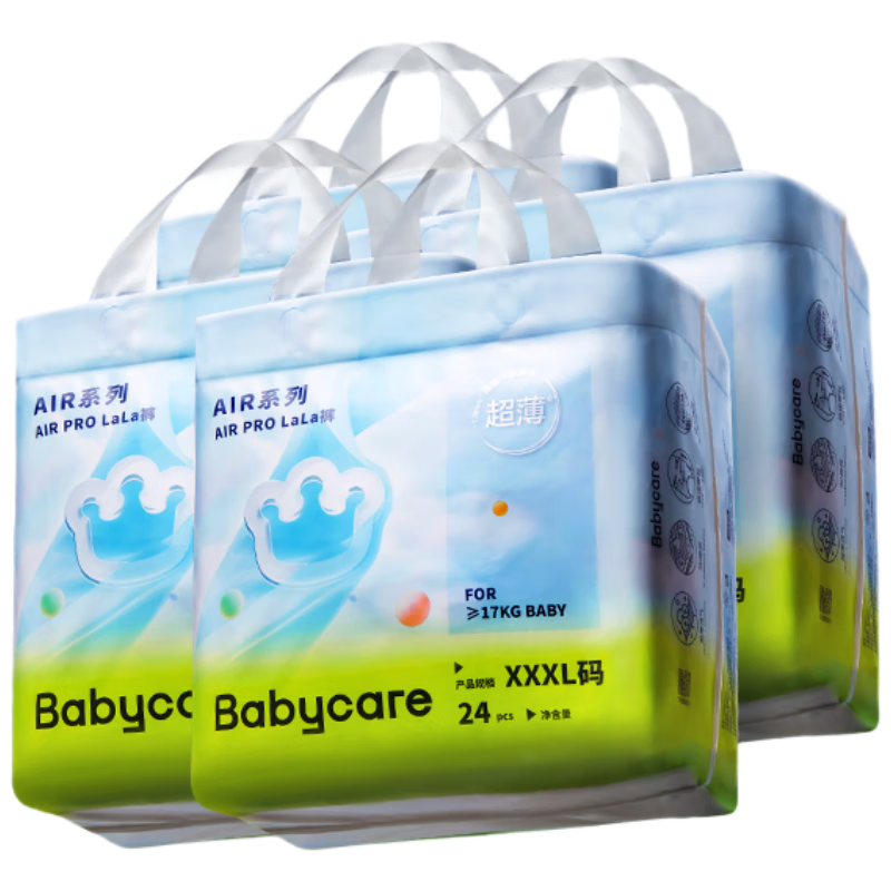 babycare AirPro拉拉裤箱装XXXL24片*4包(大于17kg) 婴儿尿不湿超薄透气