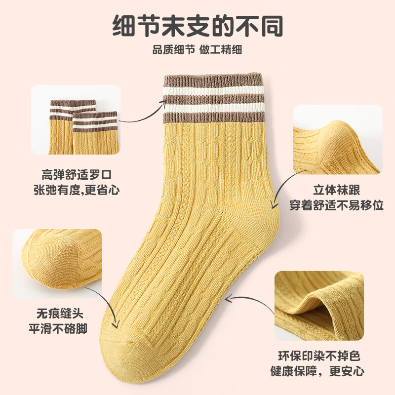 六指鼠双针花边袜儿童袜子秋冬季女童男童宝宝精梳棉女孩公主袜蕾丝松口 990云朵女 5双 均码 建议1-3周岁（鞋码24-27码袜标3-5岁）