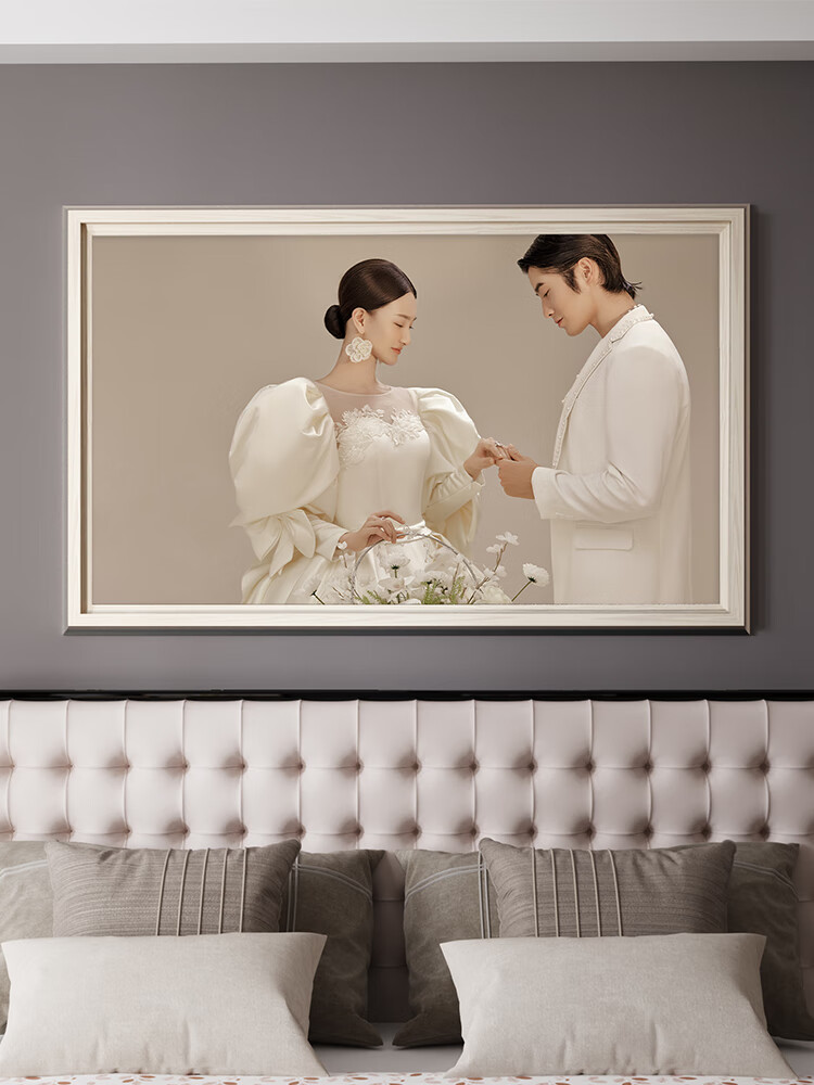 定制婚纱照相框挂墙卧室床头高级感结婚照放大制作打印加水晶照片