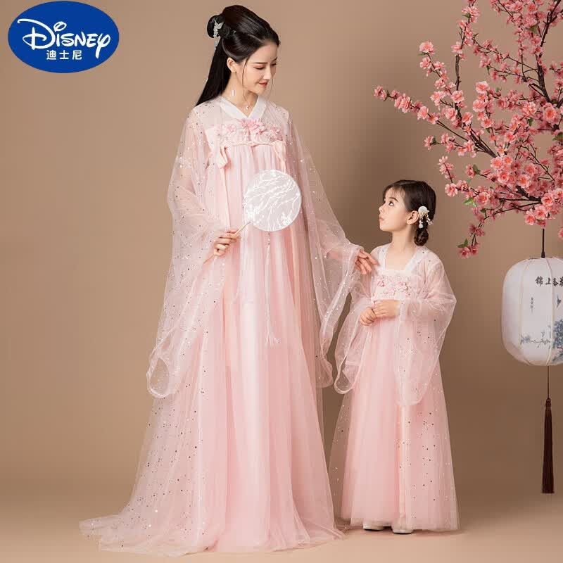 迪士尼（Disney）亲子装汉服母女2022新款春装儿童古装粉色唐装春秋女童超仙中国风 粉红色 L怎么样,好用不?