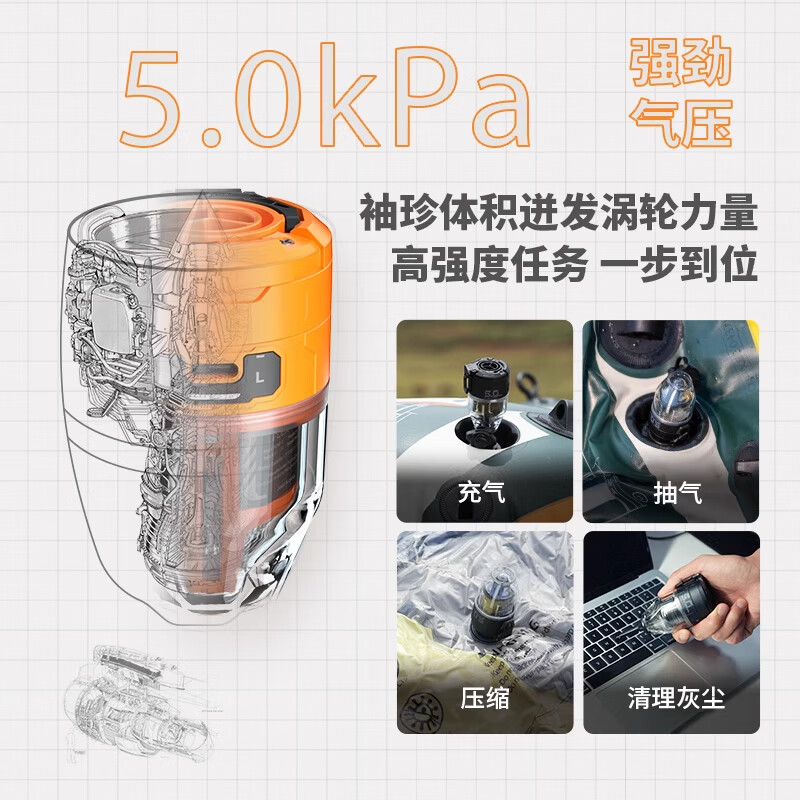 FLEXTAILGEAR鱼尾户外无线便携式沙发气垫充气泵露营橡皮艇电动打气筒mini泵 MAX PUMP3赛博泵/橙色