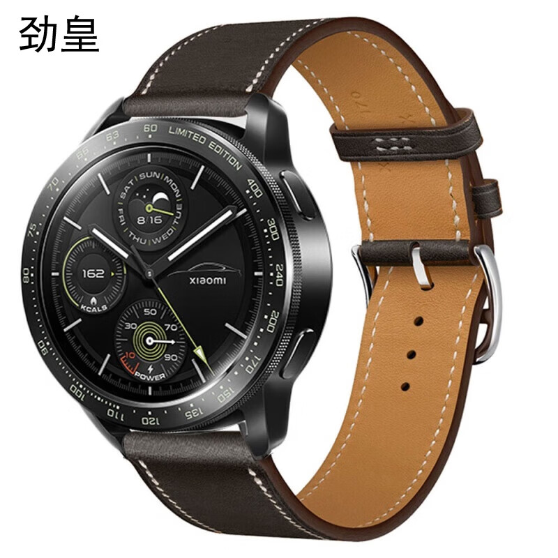 劲皇（JIN HUANG）适用三星Galaxy Watch6真皮表带watch 5/4/3彩绘active撞色表带40mm 44mm 42mm 46mm替换表带 黑色白线 三星Watch6 40mm/