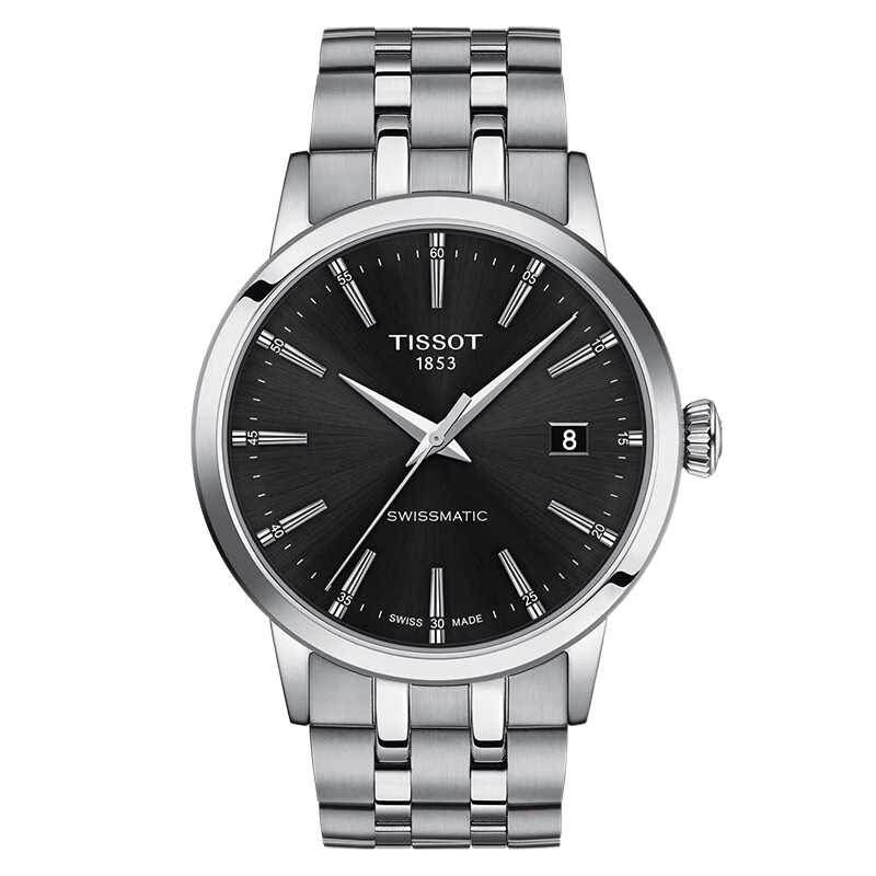 天梭（TISSOT）官旗 瑞士手表经典男表系列时尚自动机械男士手表送男友礼物 黑盘钢带 T129.407.11.051.00