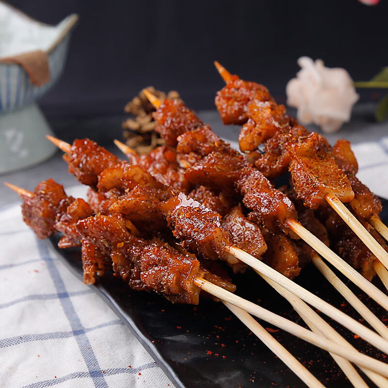 模型 烧烤烤牛羊肉串模型展示餐饮营销道具烤肉串串样 烤脆骨1串竹签