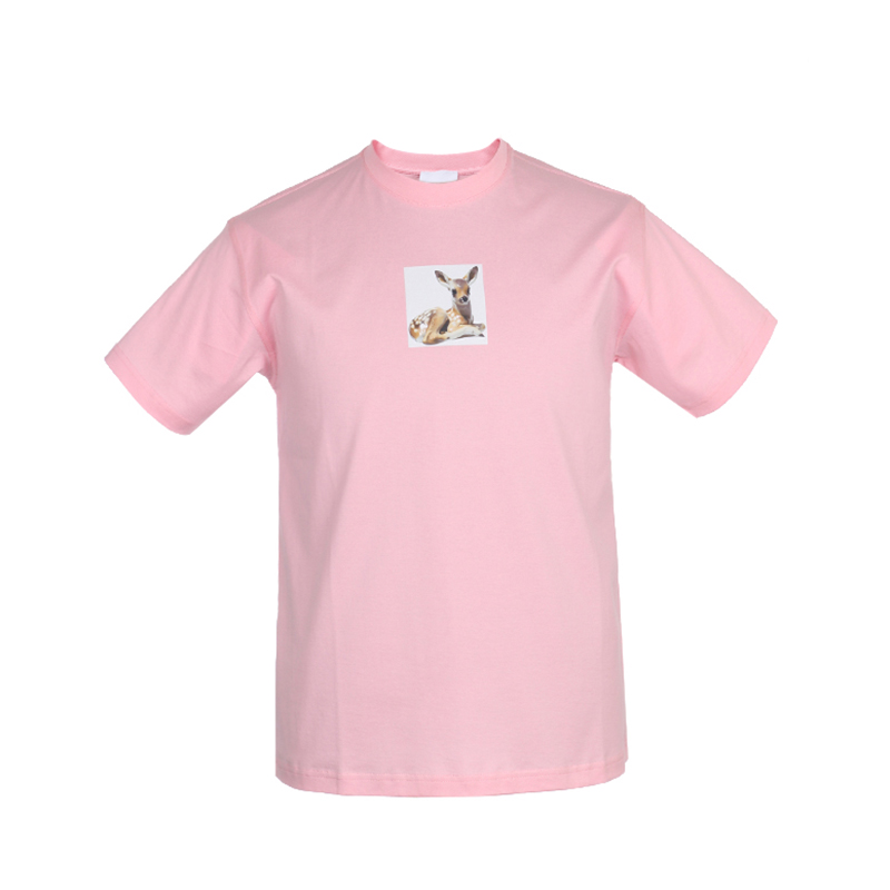 博柏利/巴宝莉 BURBERRY 女士棉质小鹿印花短袖T恤 糖果粉色 80246521 M码
