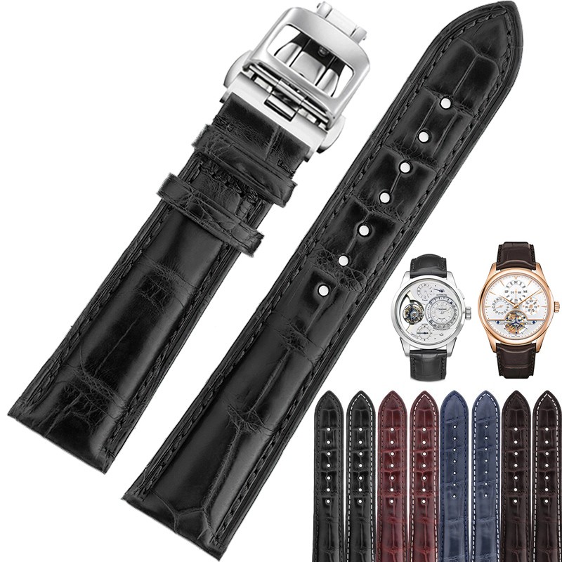 世辉适用积家鳄鱼皮表带1282510/130842j/1362501男士皮表链约会翻转