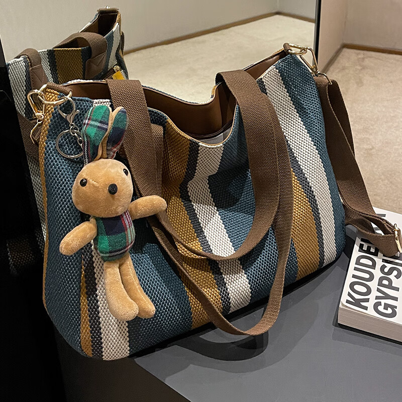 clever & ketch包包女包大容量托特包新款秋冬新款百搭条纹包 生日