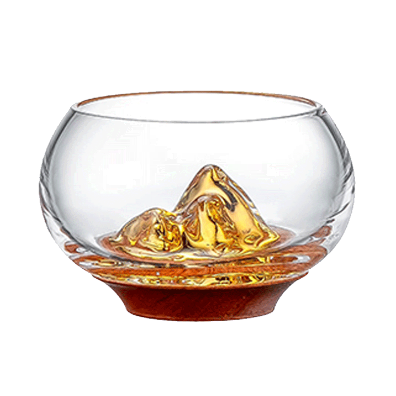 罗兰多水晶单杯个人专用金山木底茶杯茶具藏金杯玻璃主人杯品茗杯子茶碗金山木底茶杯JDM001G
