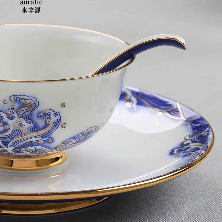 一人食～国瓷永丰源先生瓷海上明珠3头餐具碗碟家用-安全包装