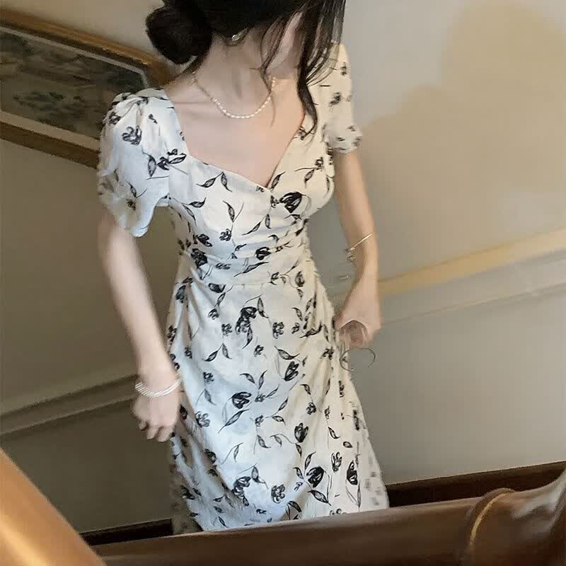 junfangya夏季感温柔风气质名媛别致惊艳绝美巨性感长款露背连衣裙