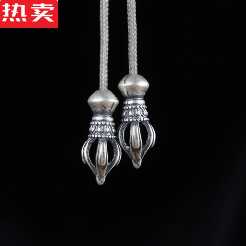 SNQP高端品質(zhì) S925銀復(fù)古銀象鼻神金剛杵掛件 弟子珠 銀杵 diy手串佛 一對(duì)象鼻財(cái)神金剛杵弟子珠1.2孔