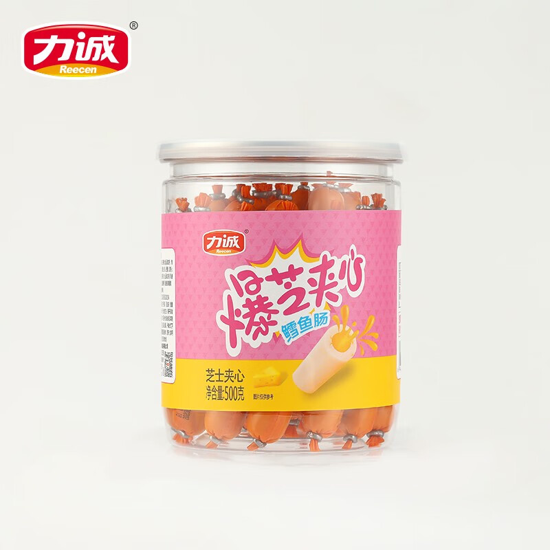力诚肉肠儿童休闲零食火腿肠泡面搭档即食煎烤摆摊香肠 爆浆芝士夹心鱼肠500g