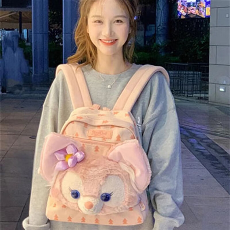 可爱家迪士尼玲娜贝儿双肩包背包书包女秋冬毛绒可爱达菲熊雪莉玫托特包 玲娜贝儿书包