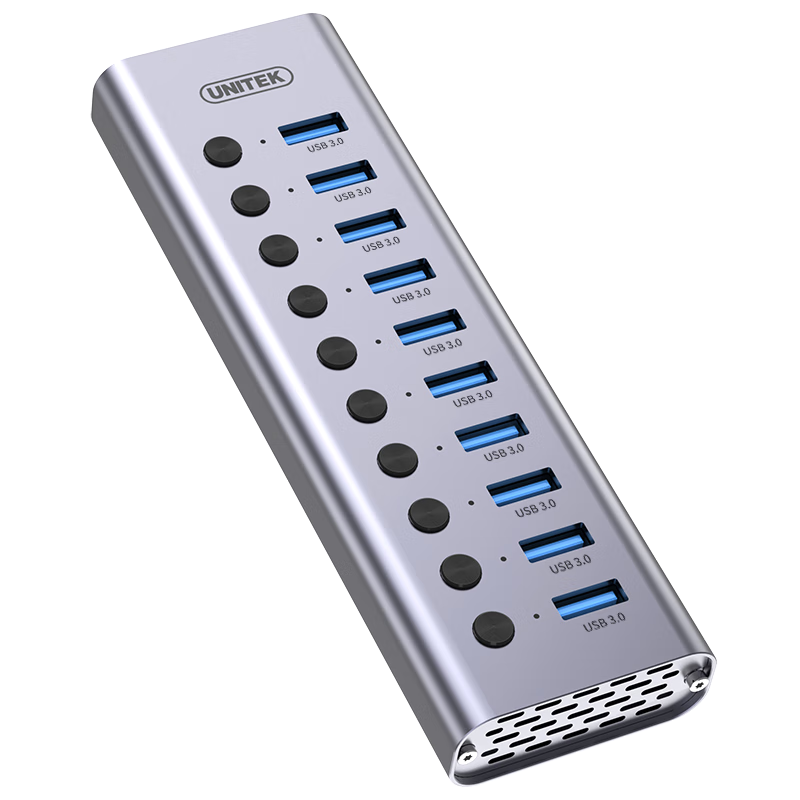 優(yōu)越者USB3.0分線器高速10口擴(kuò)展器HUB集線器帶電源單控開(kāi)關(guān)筆記本臺(tái)式機(jī)電腦接口一拖十USB擴(kuò)展塢轉(zhuǎn)接器